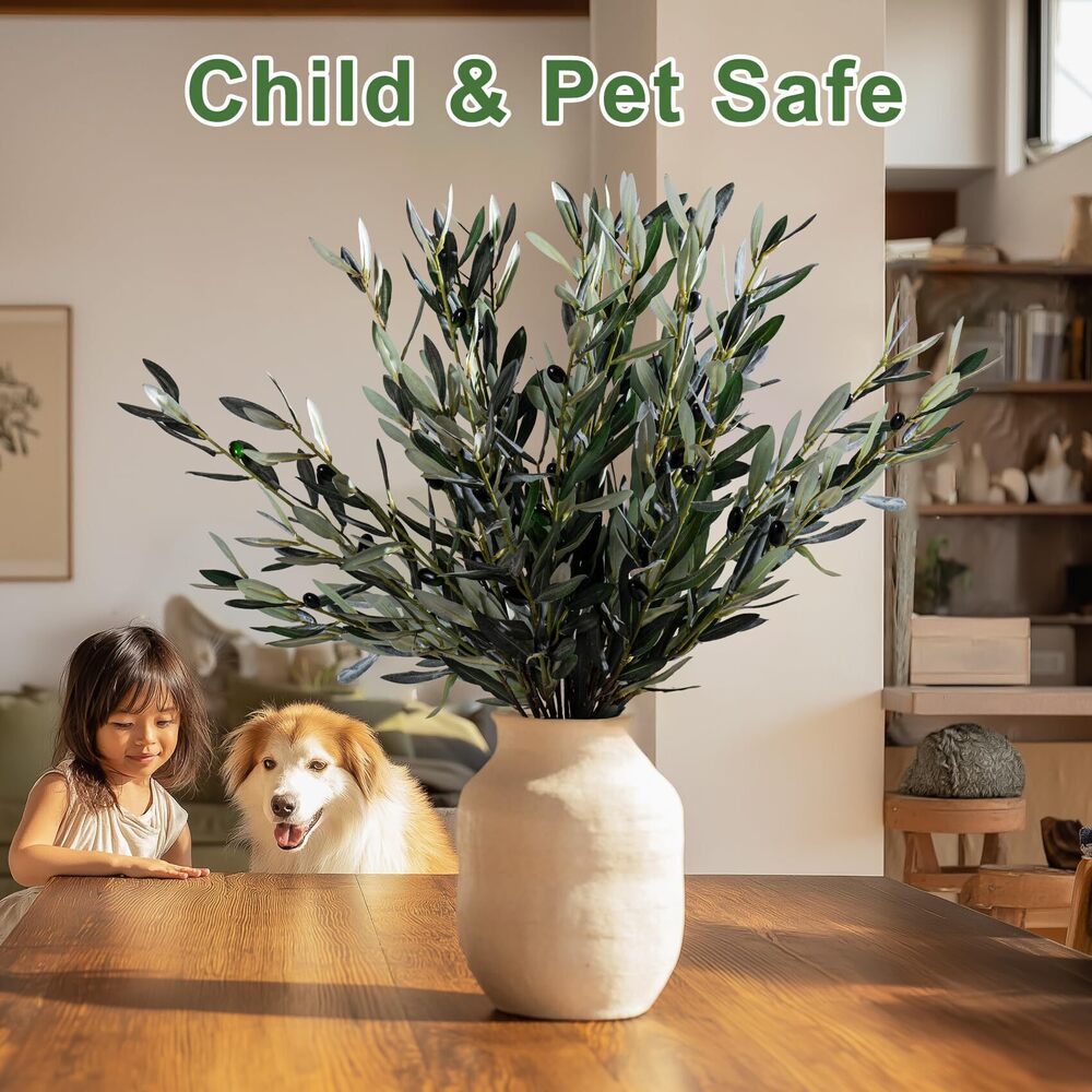 2671 8PCS Premium Artificial Olive Branches for Vases - Realistic PU & Silk - Picture 6 of 9